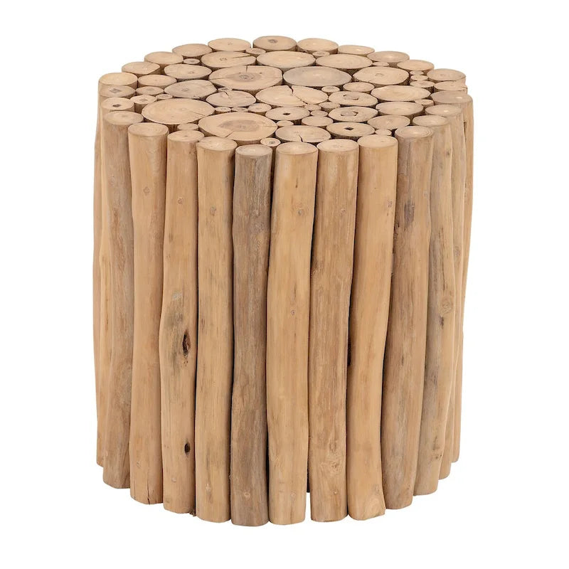 Teak Wood Handmade Side End Accent Table with Stick Cluster Design - Brown - Roche River Decor