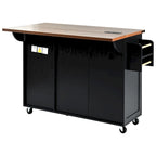 54.5Wood Rolling Kitchen Island w/ Power Outlet,Internal Storage Rack