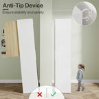 Tall Storage Cabinet - White & Natural - 6 Shelves