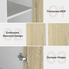 Tall Storage Cabinet - White & Natural - 6 Shelves