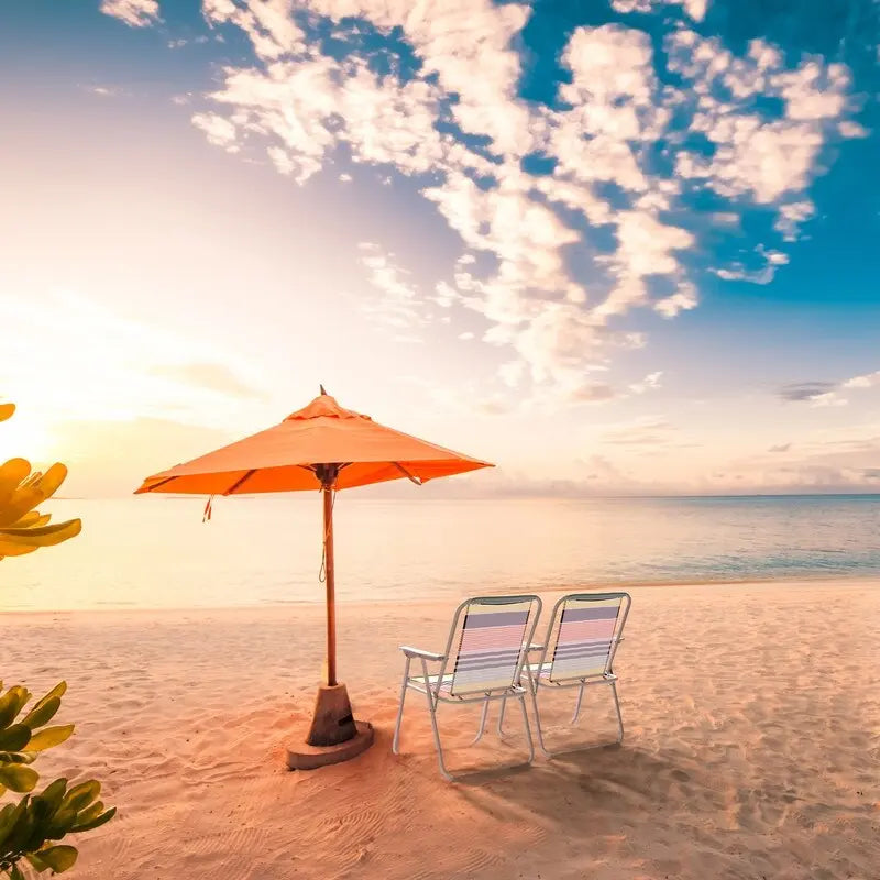 Folding High-backed Lightweight Beach Chair with Hard Armrest - 19*17*29 in.