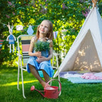 Folding High-backed Lightweight Beach Chair with Hard Armrest - 19*17*29 in.