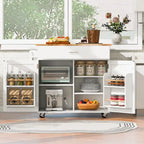 39W Kitchen Island with Storage and Rubber Wood Top - N/A