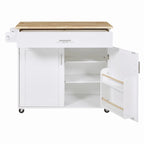 39W Kitchen Island with Storage and Rubber Wood Top - N/A