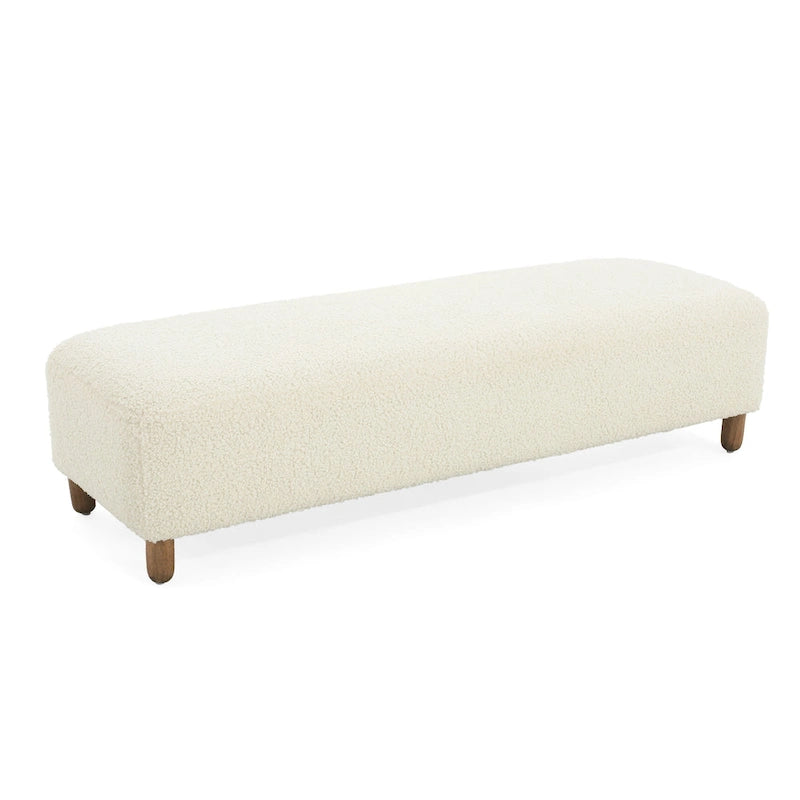 Modern Boucle Ottoman Bench for 2 People