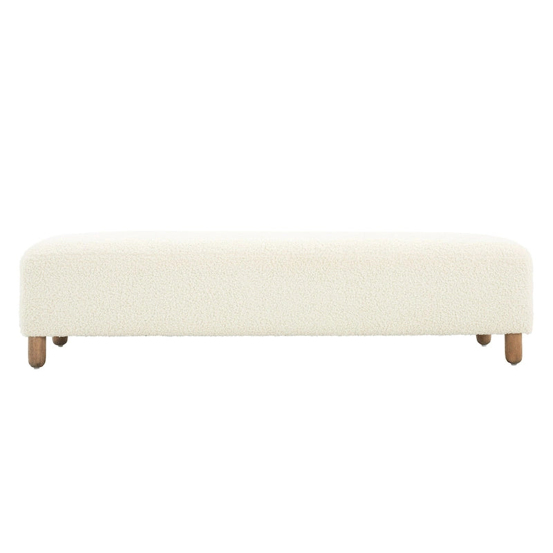 Modern Boucle Ottoman Bench for 2 People
