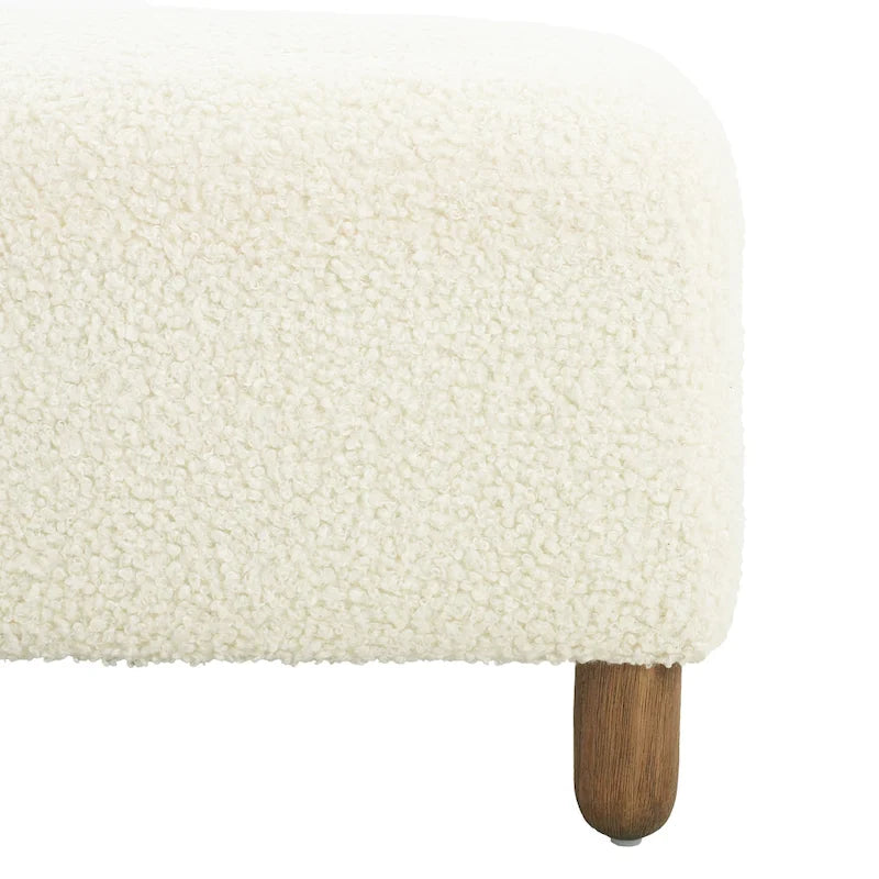 Modern Boucle Ottoman Bench for 2 People