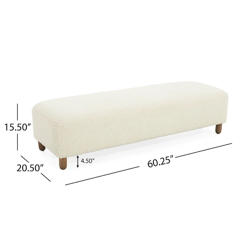 Modern Boucle Ottoman Bench for 2 People