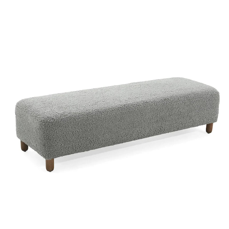 Modern Boucle Ottoman Bench for 2 People