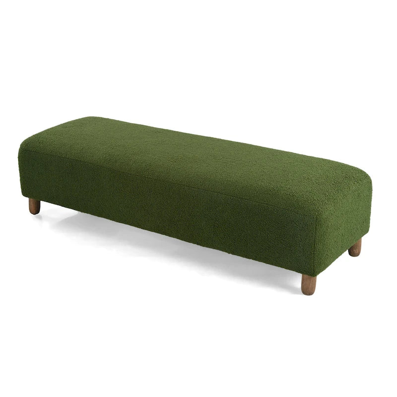Modern Boucle Ottoman Bench for 2 People
