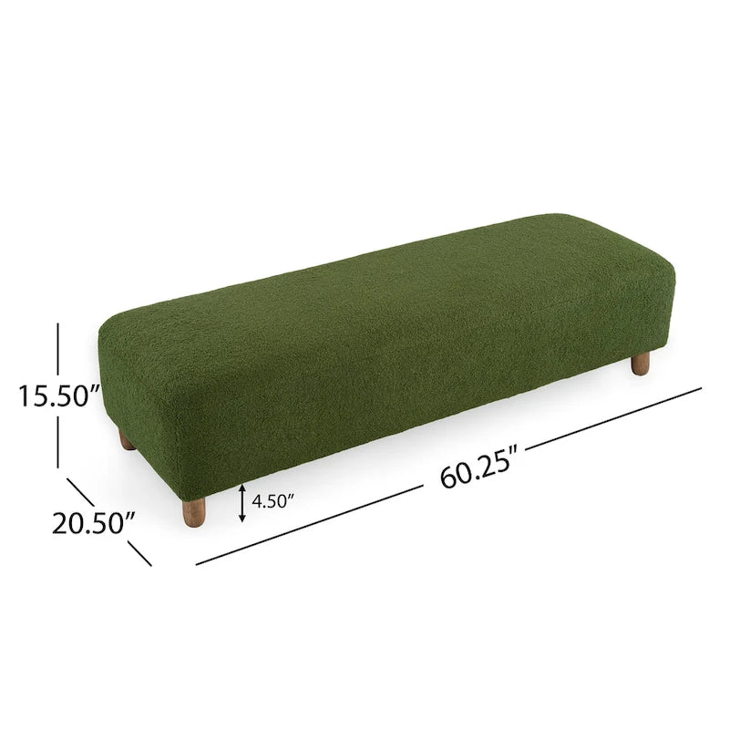 Modern Boucle Ottoman Bench for 2 People