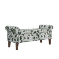 Floral Traditional Storage Bench Ottoman with Rolled Arms