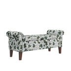 Floral Traditional Storage Bench Ottoman with Rolled Arms