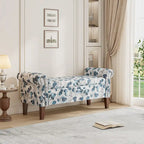 Floral Traditional Storage Bench Ottoman with Rolled Arms