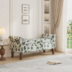 Floral Traditional Storage Bench Ottoman with Rolled Arms