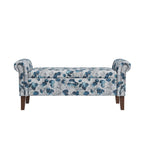 Floral Traditional Storage Bench Ottoman with Rolled Arms
