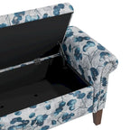Floral Traditional Storage Bench Ottoman with Rolled Arms