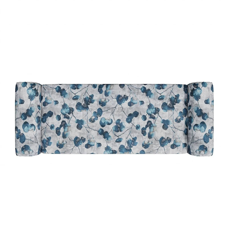 Floral Traditional Storage Bench Ottoman with Rolled Arms