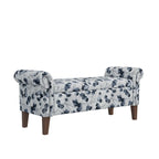 Floral Traditional Storage Bench Ottoman with Rolled Arms