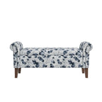 Floral Traditional Storage Bench Ottoman with Rolled Arms