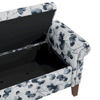 Floral Traditional Storage Bench Ottoman with Rolled Arms