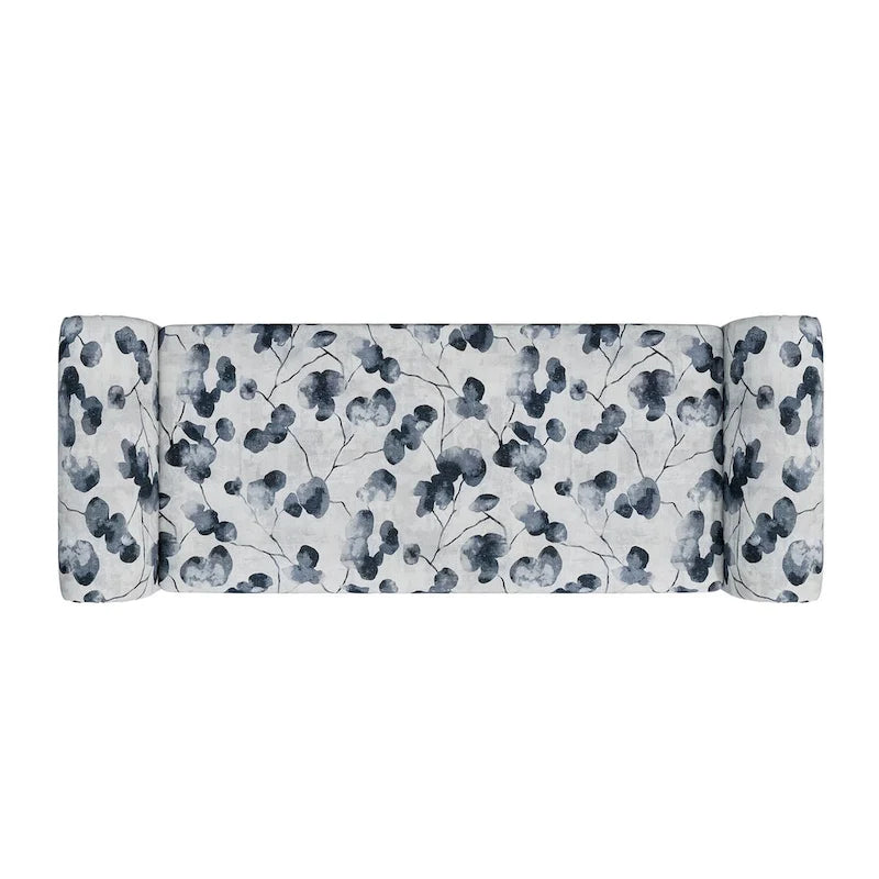 Floral Traditional Storage Bench Ottoman with Rolled Arms