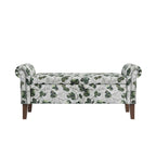 Floral Traditional Storage Bench Ottoman with Rolled Arms