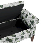Floral Traditional Storage Bench Ottoman with Rolled Arms