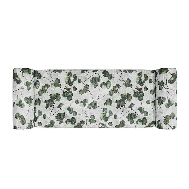 Floral Traditional Storage Bench Ottoman with Rolled Arms