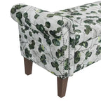 Floral Traditional Storage Bench Ottoman with Rolled Arms