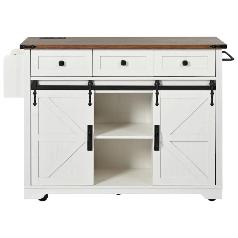 Farmhouse Kitchen Island with Power Outlet