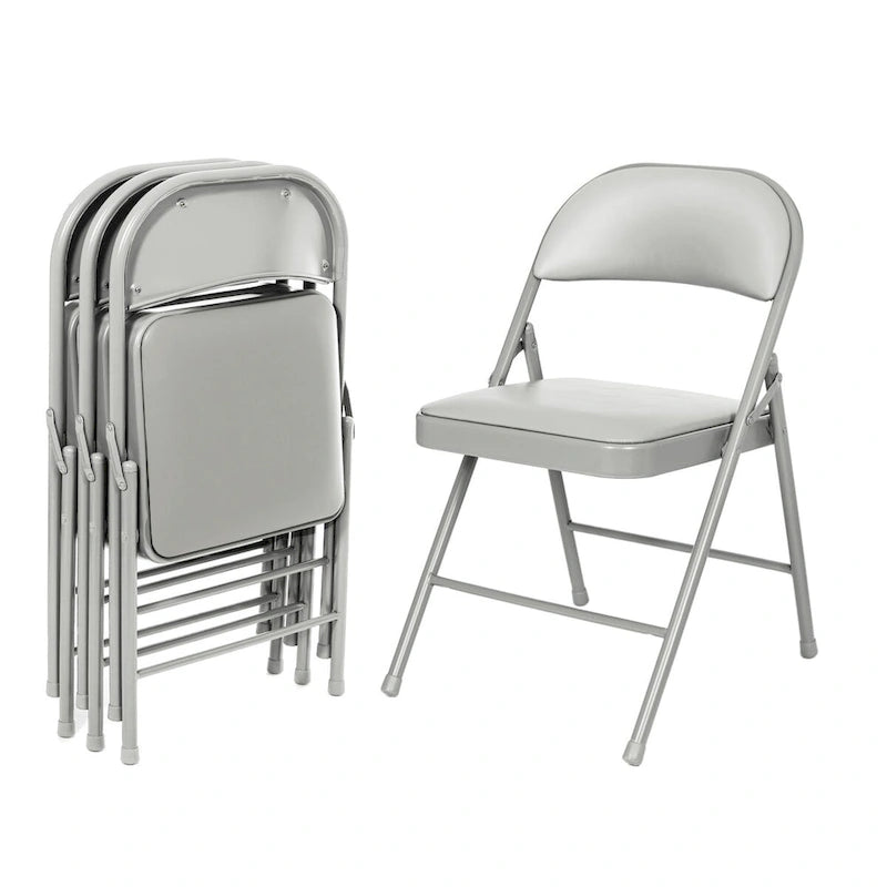 Bernadine Basics Collection Vinyl Folding Chair, Pack of 4